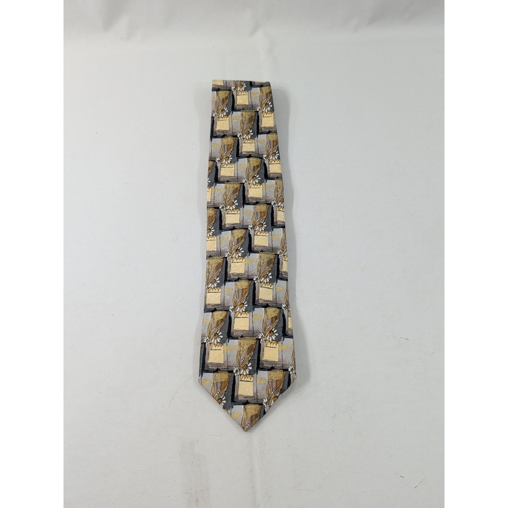 Ermenegildo Zegna Tie Sunflower Prin Flowers Floral Design Exclusive ITALY 56"